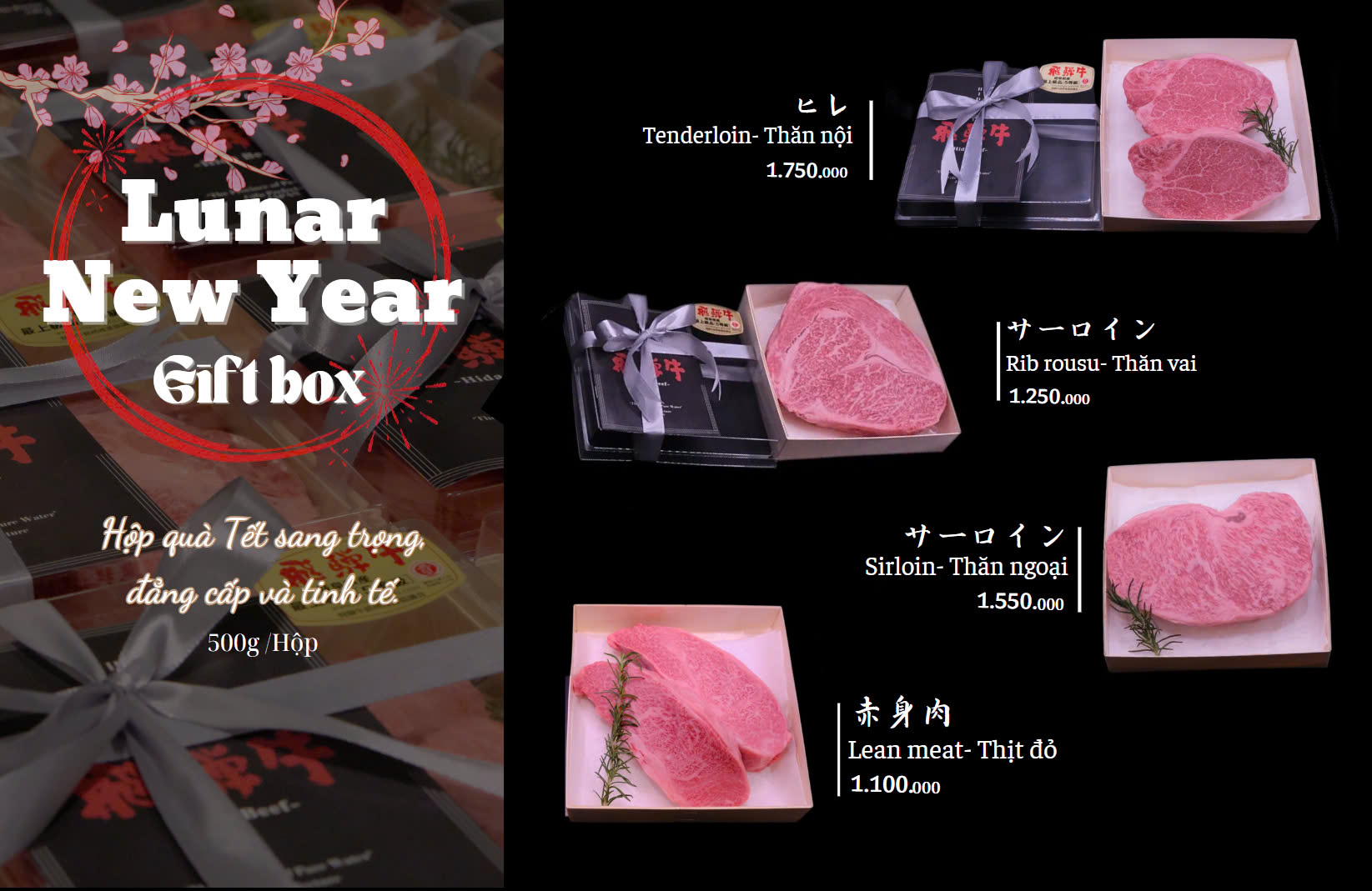 Nhà hàng Nobu hân hạnh giới thiệu Hộp Quà Tết Đẳng Cấp với thành phần đặc biệt: Bò Kuroge Wagyu A5 trứ danh Nhật Bản 